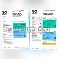 英国地址证明 So Energy电费 燃气账单 UK So Energy Electricity Gas Utility Bill Proof of Address PDF