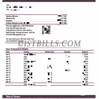 台湾银行 流水 地址证明 Taiwan Bank of Taiwan bank statement PDF