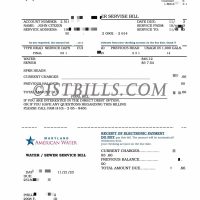 USA American Water Utility Bills 美国 马里兰州American Water 水费账单 KYC地址证明PDF