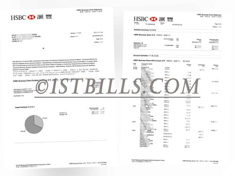 香港汇丰银行 商务户口银行账单 公司地址证明 收入 资产证明 Hong Kong HSBC Business Account Bank Statement Company Address Proof Income Asset Proof