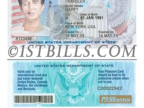北美| 美国护照卡 USA Passport Card PSD/Photoshop/PS模板 V2