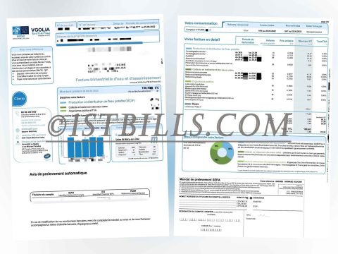 法国地址证明 SEDIF水费账单 法语 France SEDIF Water Bill Proof of Address PDF