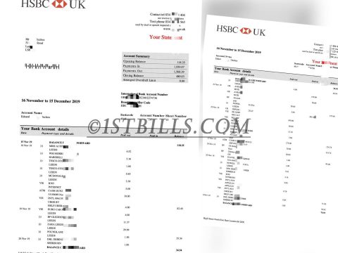 英国汇丰银行账单 HSBC UK Bank Statement（英国地址证明）