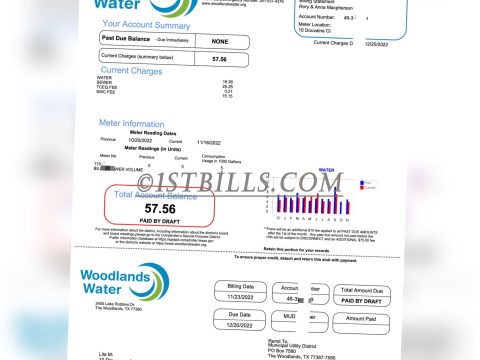 美国地址证明 水费账单 德州US Water bill