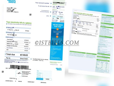 欧盟爱尔兰电费账单Ireland Electricity bill