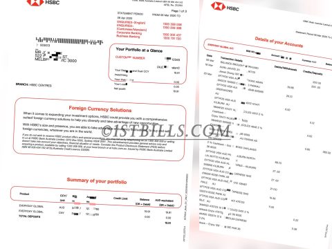 澳大利亚汇丰银行账单 HSBC AU Bank Statement（澳洲地址证明）