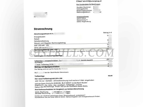 奥地利水电费账单 energieag 电费 地址证明 Austrian electricity and water bills (energieag) Electricity bill Proof of address