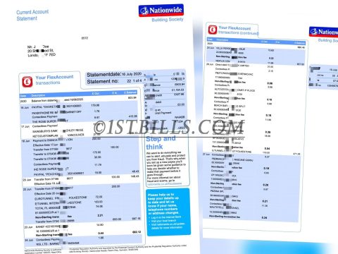 英国全国银行账单 Nationwide Bank Statement（英国地址证明）