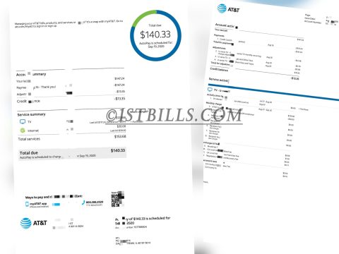 美国地址证明 AT&T电信公司网费账单 Internet Bill