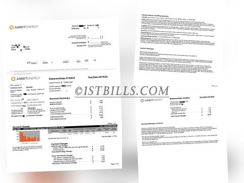 美国地址证明 电费账单 AMBITENERGY Electric Bill