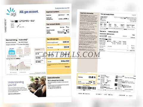 澳洲地址证明 燃气账单 AU AGL bill