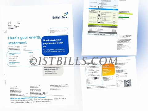 英国地址证明 British燃气电费账单UK British Gas Electricity Bill（英国地址证明）