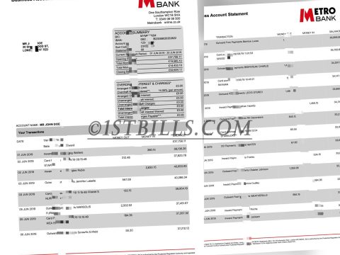 英国地铁银行账单 Metro Bank Statement英国地址证明）