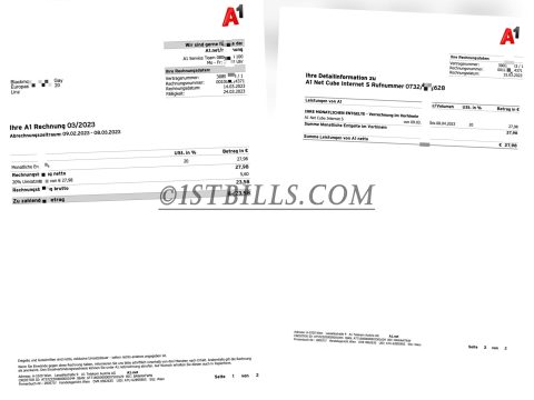 奥地利地址证明 A1电信公司网费账单 Proof of address in Austria Internet bill from A1