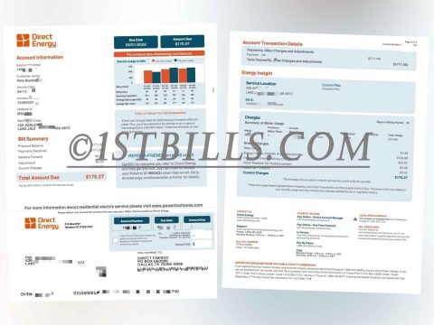 美国地址证明 得克萨斯州 Direct Energy电费账单 Proof of U.S. Address Texas Direct Energy Electricity Bill