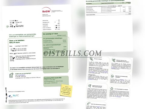 荷兰地址证明 管道使用费账单荷兰语 Holland BsGW pipeline usage bill（欧盟地址证明）