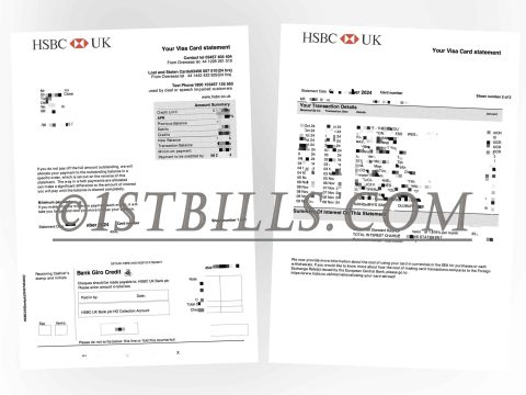 英国汇丰银行 信用卡账单 地址证明 HSBC Bank UK Credit card statement Proof of address