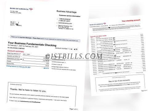 美国银行账单 BOA Bank Statement（美国地址证明）