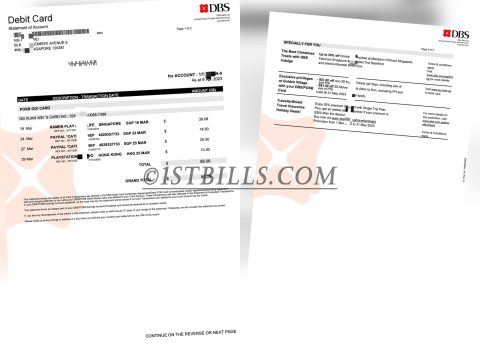 东南亚｜新加坡地址证明 DBS星展银行借记卡账单 Singapore address proof DBS debit card statement