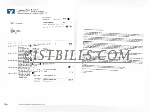 德国 VolksBank银行账单 欧盟地址证明 Germany VolksBank Statement PDF