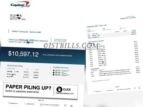 美国第一资本银行账单 Capital One Bank Statement（美国地址证明）