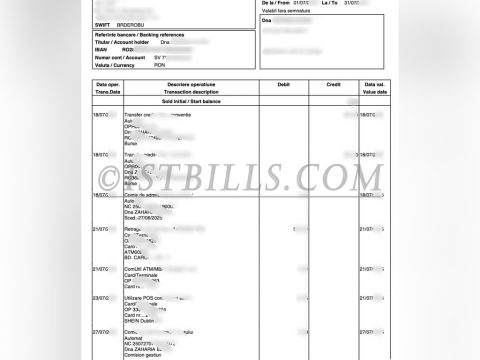 罗马尼亚 法国兴业银行账单 BRD Bank 地址证明 Romanian Société Générale (Society of French Trademark) statement, BRD Bank address proof