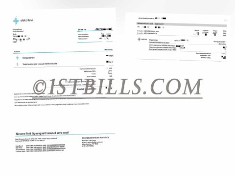 爱沙尼亚Energia电费账单 地址证明 Eesti Energia utility bill Proof of address