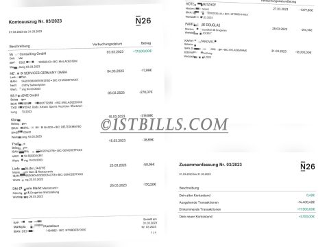 N26银行账单带工资流水收入证明 N26 bank statement salary flow income proof