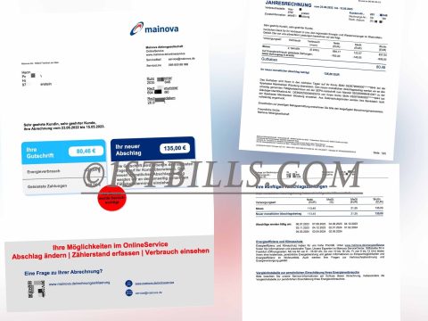 德国地址证明 德国Mainova电费账单 Germany Mainova Electricity Utility Bill Proof Of Address