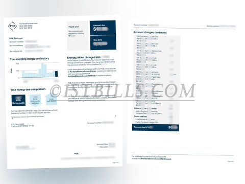 美国俄勒冈州 水电账单 地址证明 PGE 电费账单 Oregon, USA - Utility bills, proof of address, PGE electricity bill