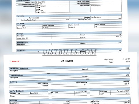 收入证明 甲骨云Oracle英国公司工资单（收入证明）