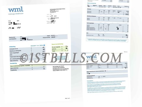 荷兰地址证明 WML水费账单荷兰语 Holland WML Water Bill PDF