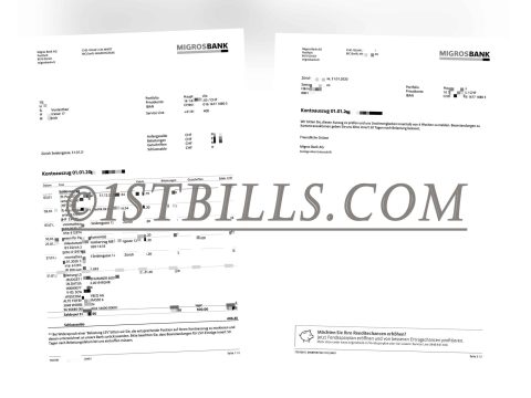 瑞士 米格罗银行账单 地址证明 Swiss Migros Bank statement Proof of address