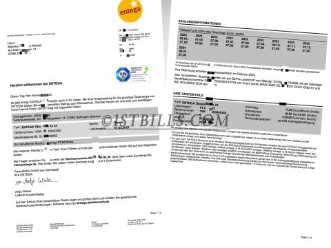 德国地址证明 电费账单 DE entega Electricity bill