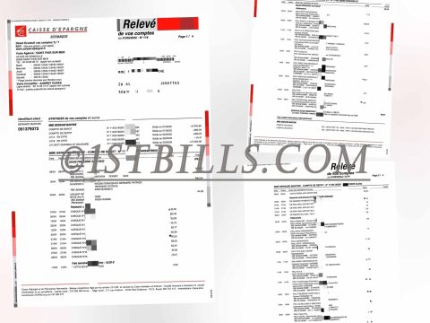 法国储蓄银行账单 地址证明 France Caisse Epargne Bank Statement PDF