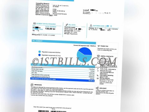 罗马尼亚地址证明 enel电费账单罗马尼亚 Romania Proof of Address electricity bill（欧盟地址证明）