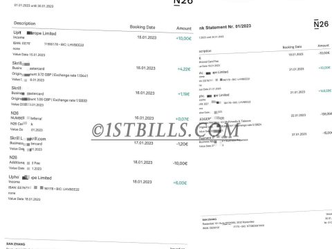 N26银行账单 Bank Statement（欧盟地址证明）