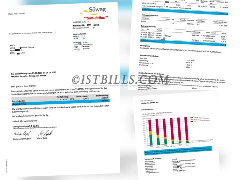 德国燃气账单 地址证明 DE Suewag Gasrechnung bill