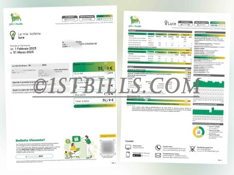 意大利地址证明 Eni Plenitude电费账单 Proof of Italian address Eni Plenitude electricity bill