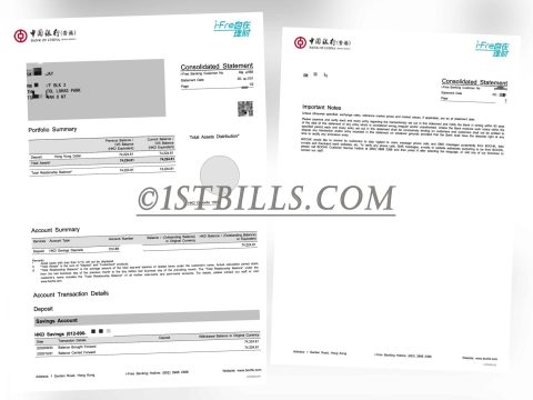 BOC HK 中国银行香港 银行账单HongKong（香港地址证明）
