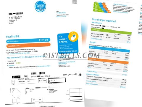 英国公司地址证明 水费和废水账单UK company registration UK thames Water bill（公司地址证明）