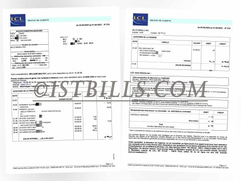 法国里昂信贷银行账单 地址证明 France LCL Bank Statement PDF