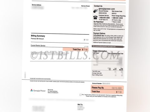 美国佐治亚州水电账单 Georgia Power 电费 地址证明 Georgia Power utility bill (Georgia, USA) - Proof of address