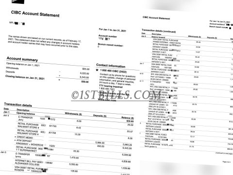 加拿大CIBC银行账单 Bank Statement（加拿大地址证明）