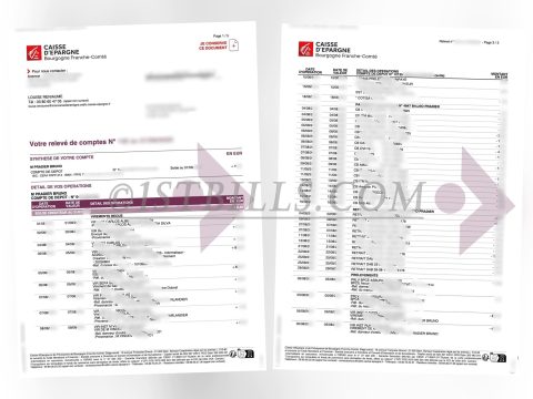 法国储蓄银行账单 CAISSE D'EPARGNE 地址证明 French savings bank statement CAISSE D'EPARGNE Proof of address
