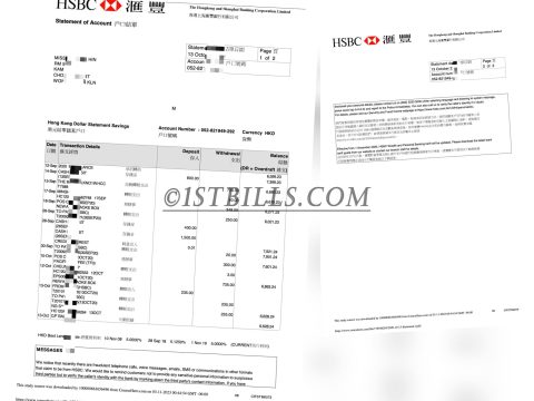 香港汇丰银行账单地址证明 HSBC HK Bank Statement