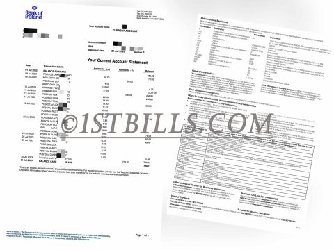 爱尔兰银行 Bank of Ireland 爱尔兰银行账单 地址证明