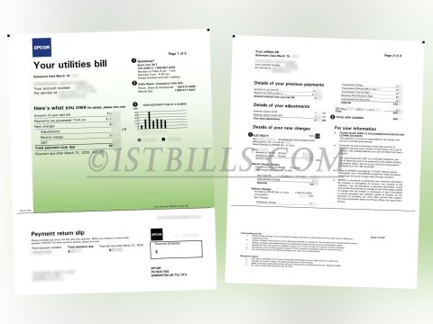 加拿大地址证明 水电费账单 Epcor 电费账单 Canadian address proof, utility bills (Epcor), electricity bill
