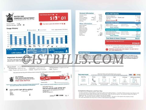 美国地址证明 密歇根州 Water And Sewerage Department 水费账单 Proof of U.S. Address Michigan Water And Sewerage Department Water Bill