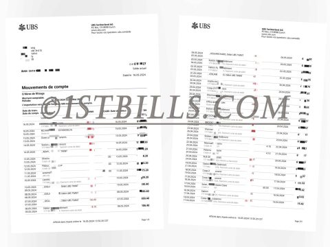 瑞士 UBS银行账单 地址证明 Swiss UBS bank statement Proof of address